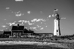 Beach By Scituate Lighthouse in Massachusetts -BW